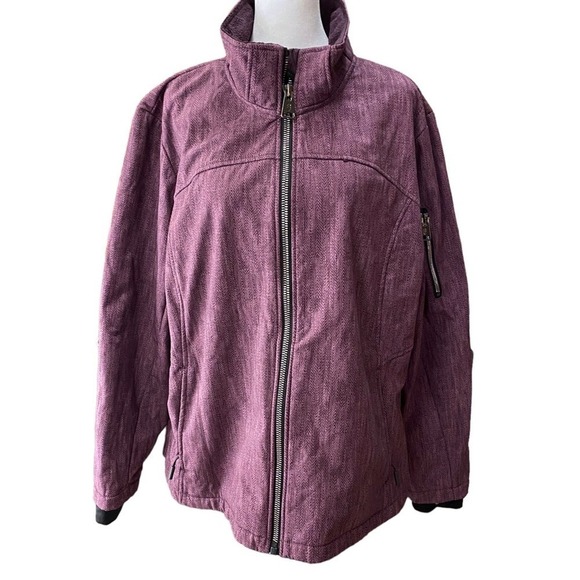 Free country fleece lined shell jacket winter purple patterned full zip XXL coat - Picture 1 of 8